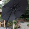 Grey 3.5m Cantilever Parasol-Grey Pole-56 LED strip lights 1 jpg