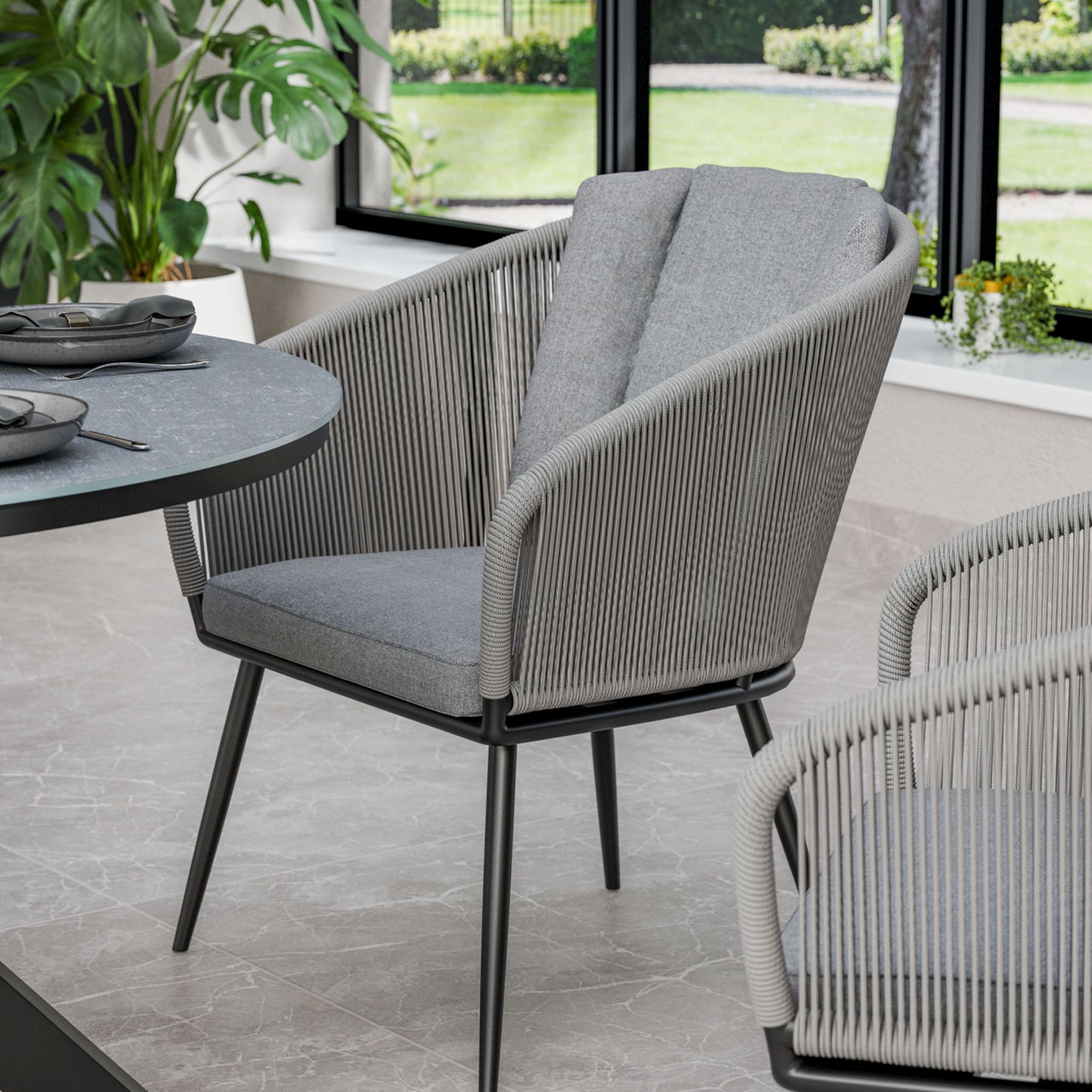 ASPEN 120cm round ceramic grey top with 4 rope chairs 5 ASPASPDIN jpg