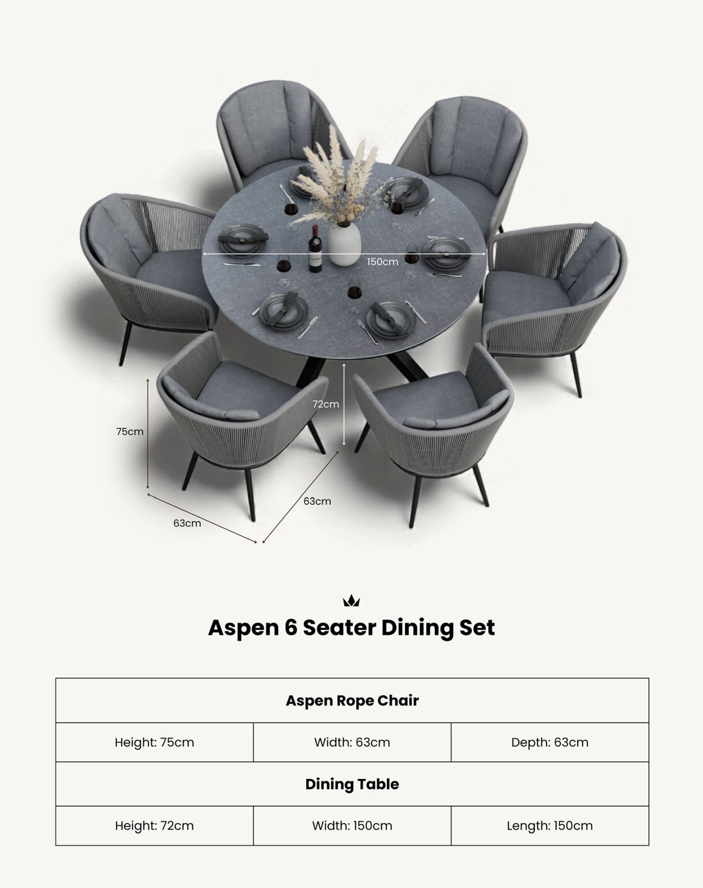 ASPEN 150cm round ceramic grey top with 6 rope chairs 10 ASPASPDIN jpg