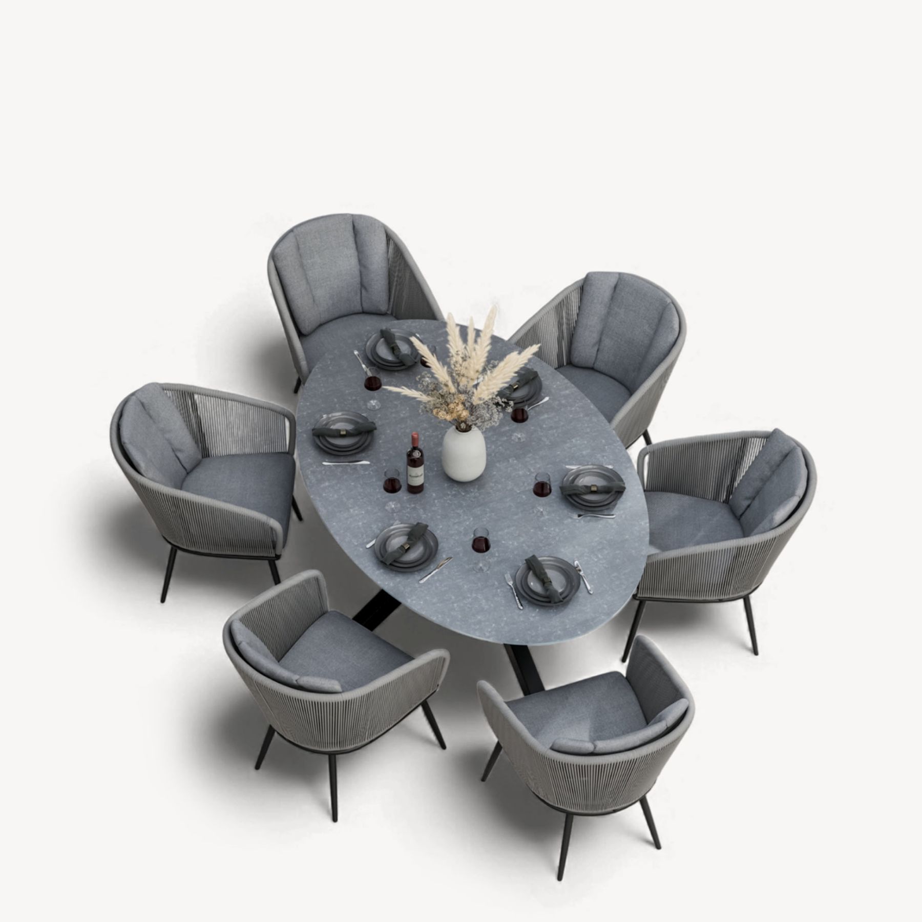 ASPEN 200cm Oval ceramic grey top with 6 rope chairs 7 ASPASPDIN jpg