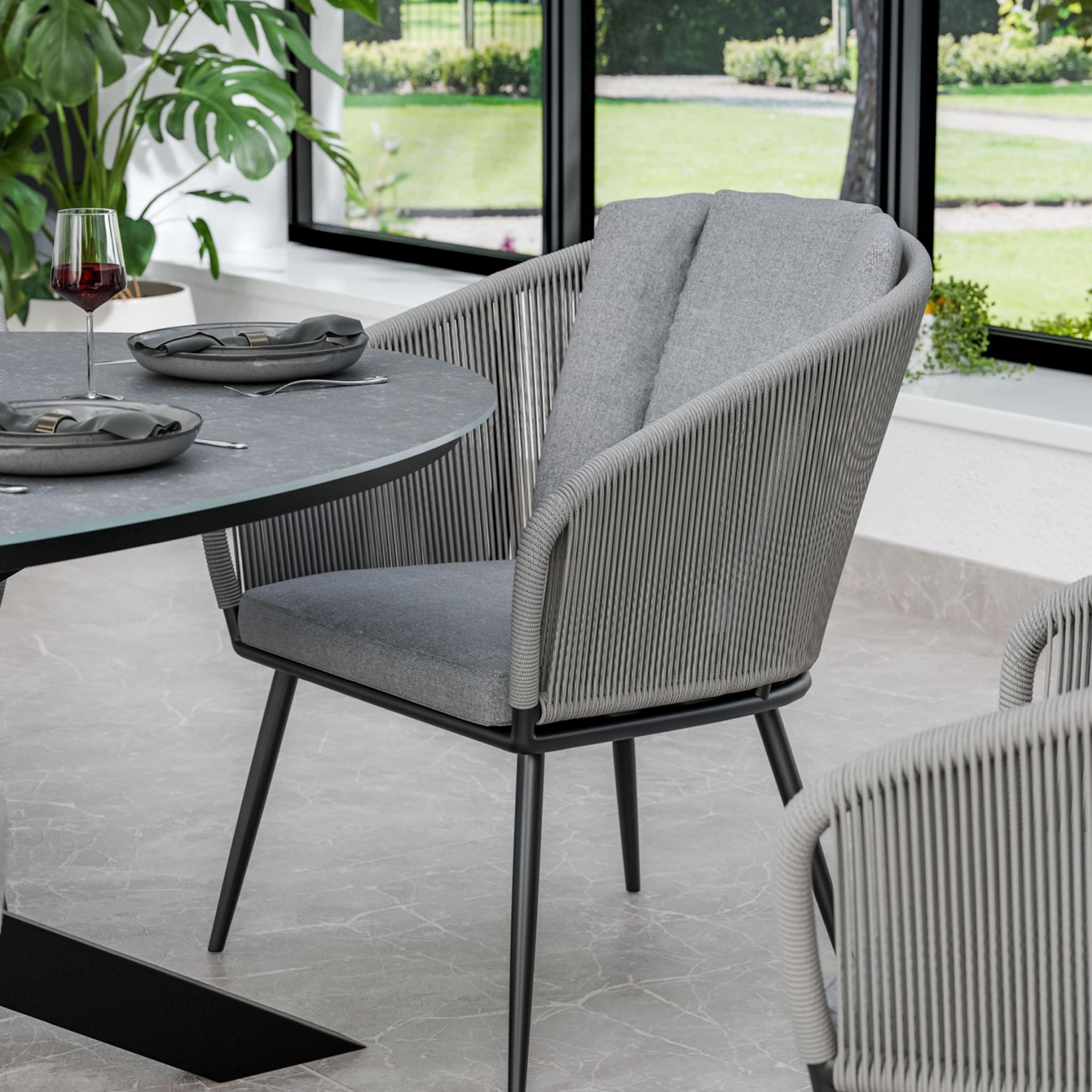 ASPEN 200cm Oval ceramic grey top with 6 rope chairs 6 ASPASPDIN jpg