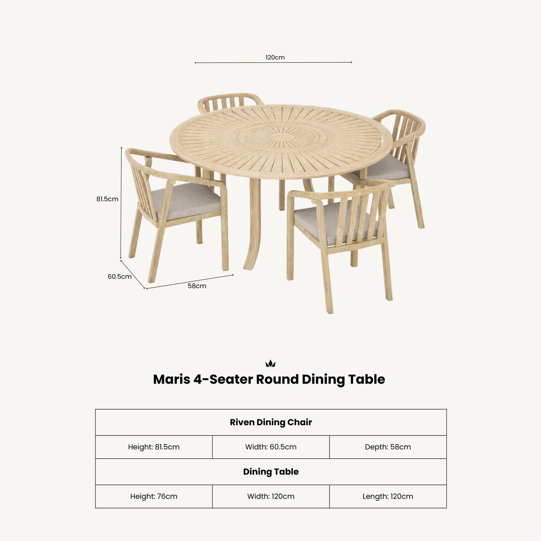 FSC 1 MARIS 4-Seater Round Dining Set 12 MARPCR jpg