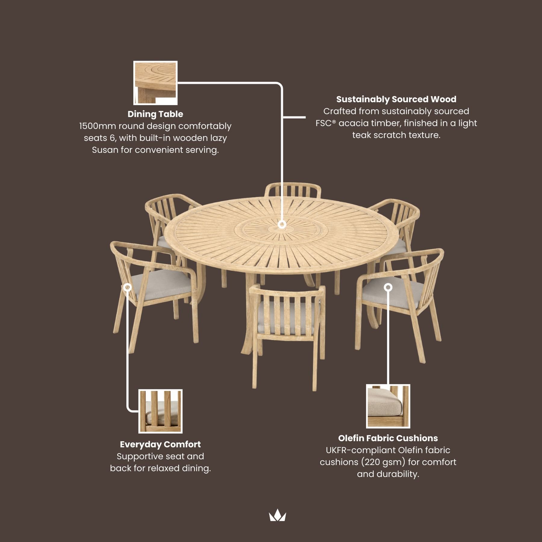FSC 1 MARIS 6-Seater Round Dining Set 10 MARPCR jpg