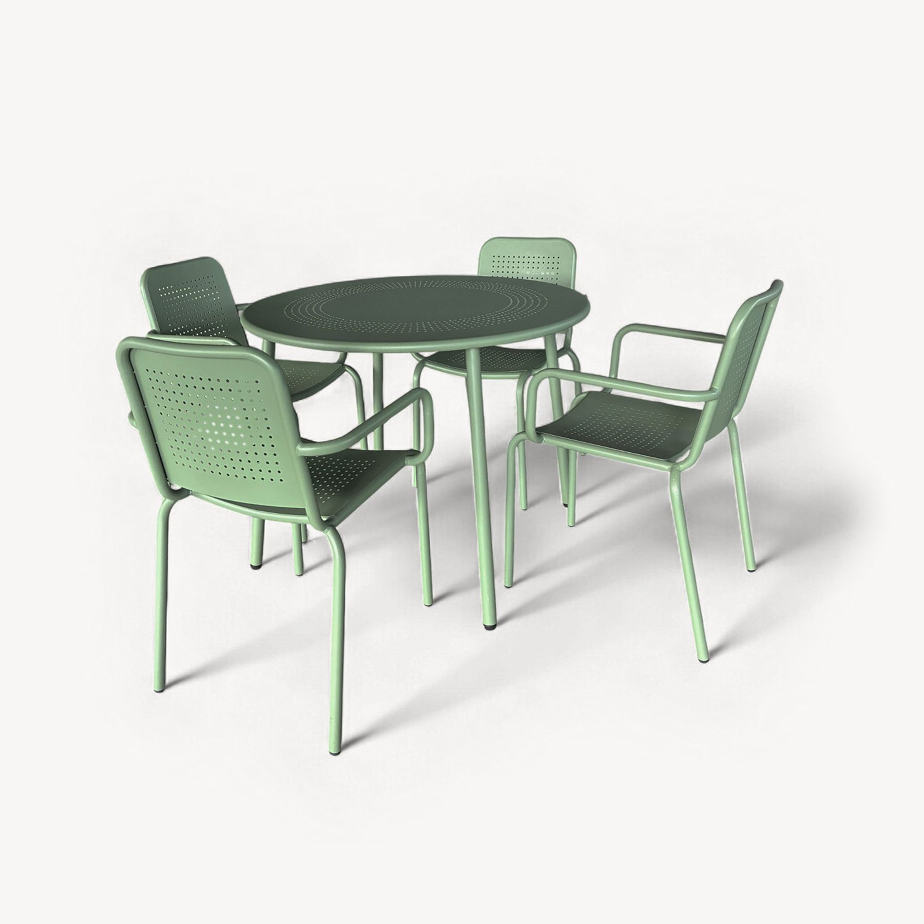 PORTO 4 seater Round dining set - 100cm Table Plus 4 Stacking chairs Olive 5 PORSET OLIVE jpg