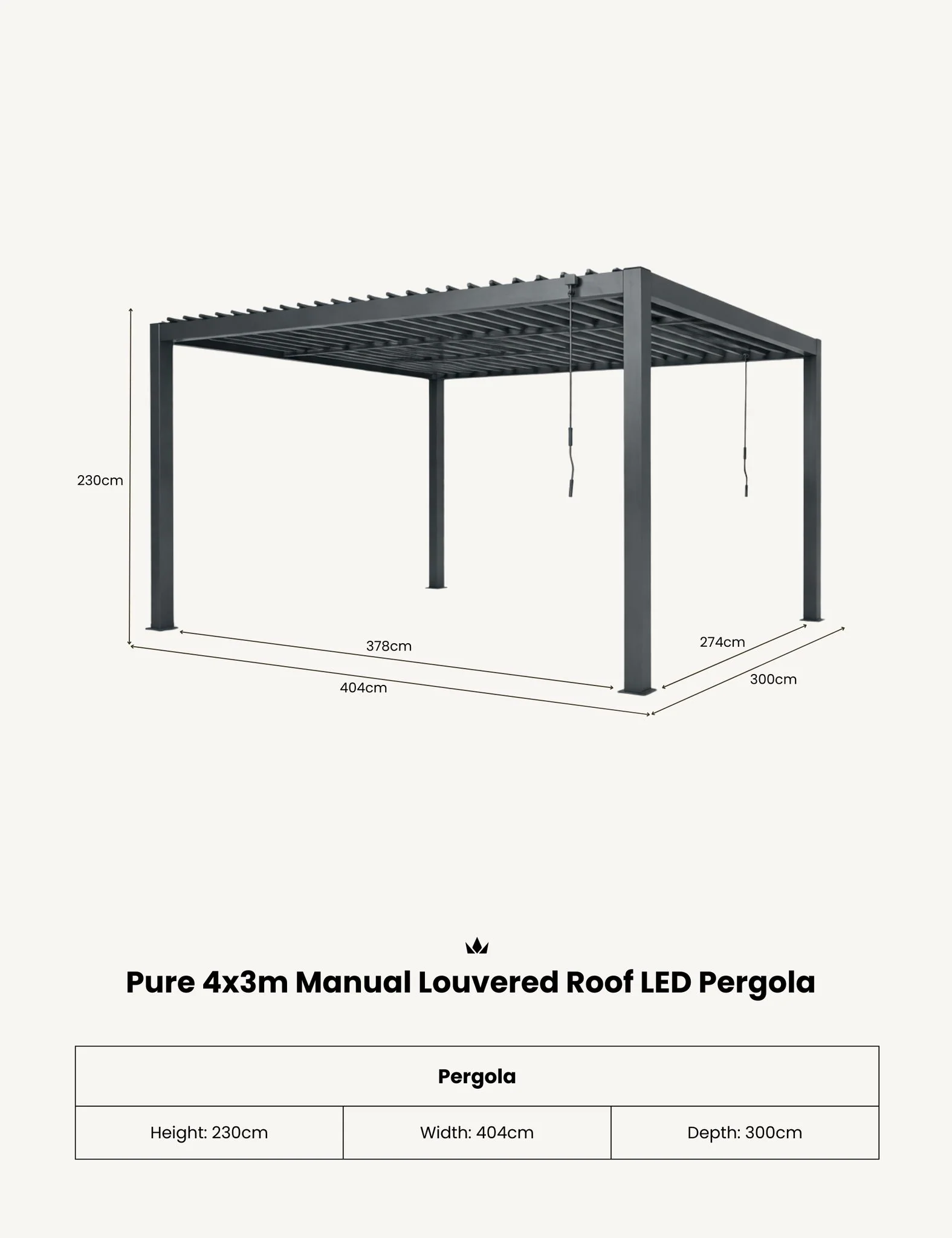 Pure 4x3m Pergola 11 PURPERG