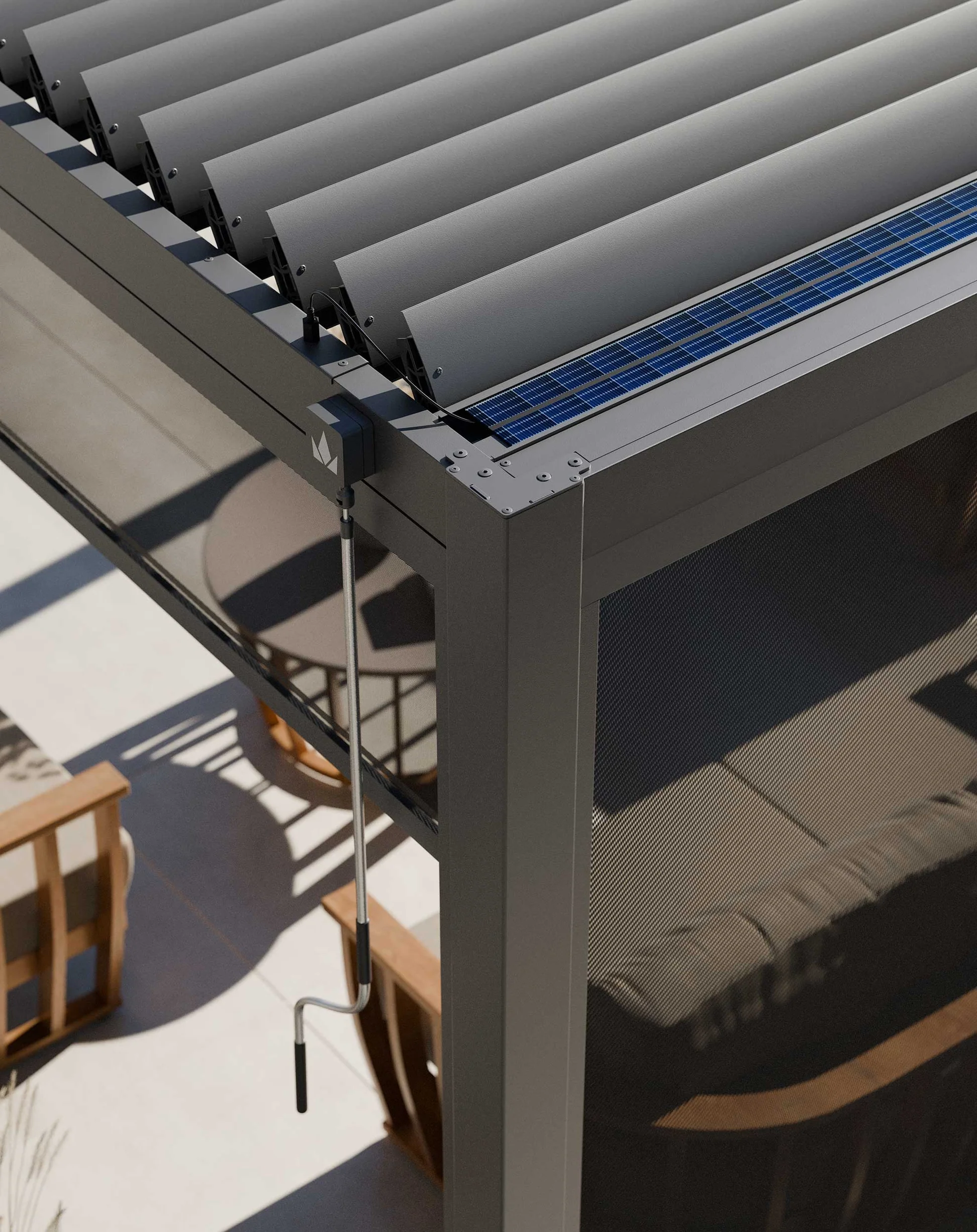 Luxe 3x3m Pergola with Solar Lighting System and Voice Control 7 RCPERG
