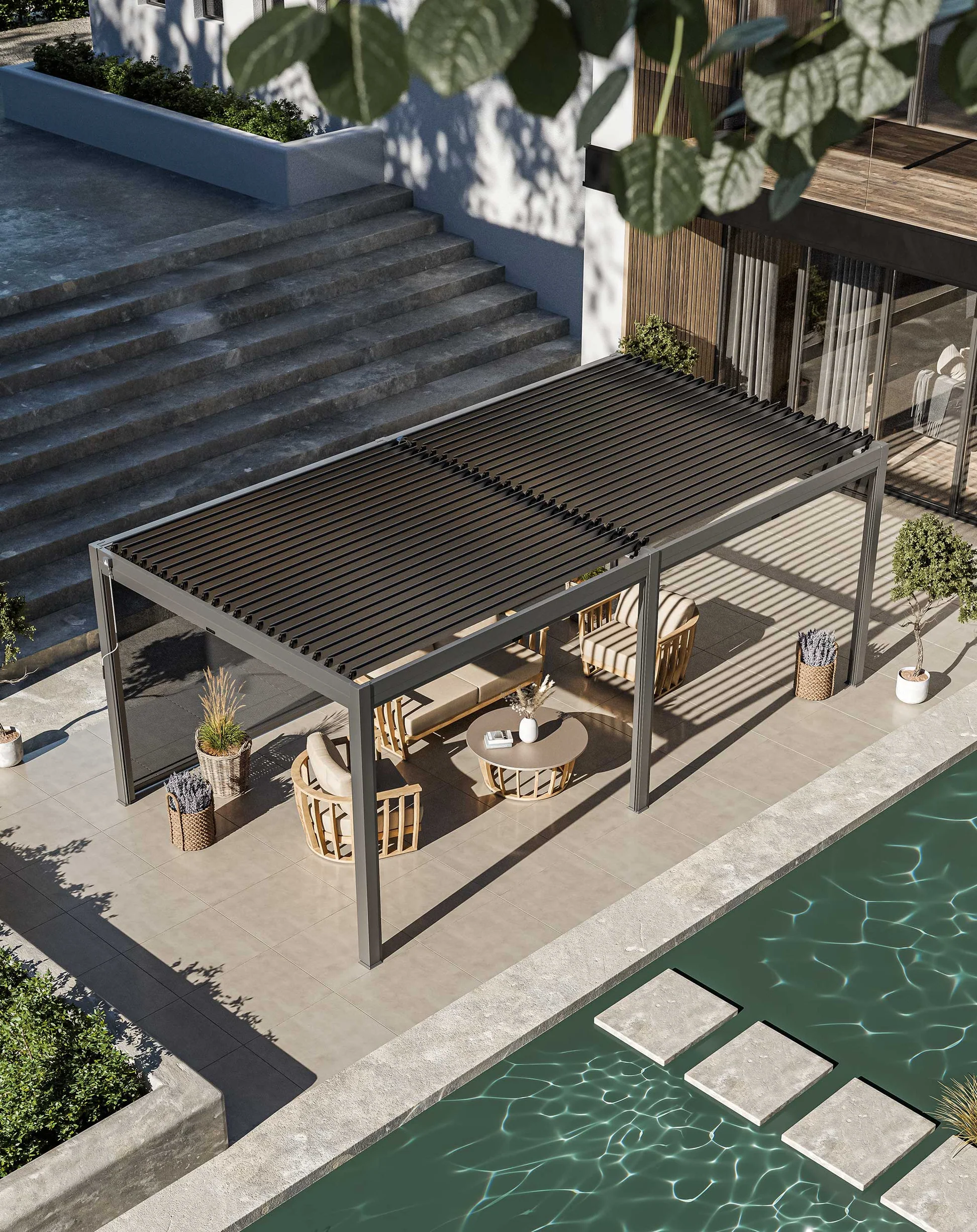 Luxe 6x3m Pergola with Solar Lighting System and Voice Control 4 RCPERG ()