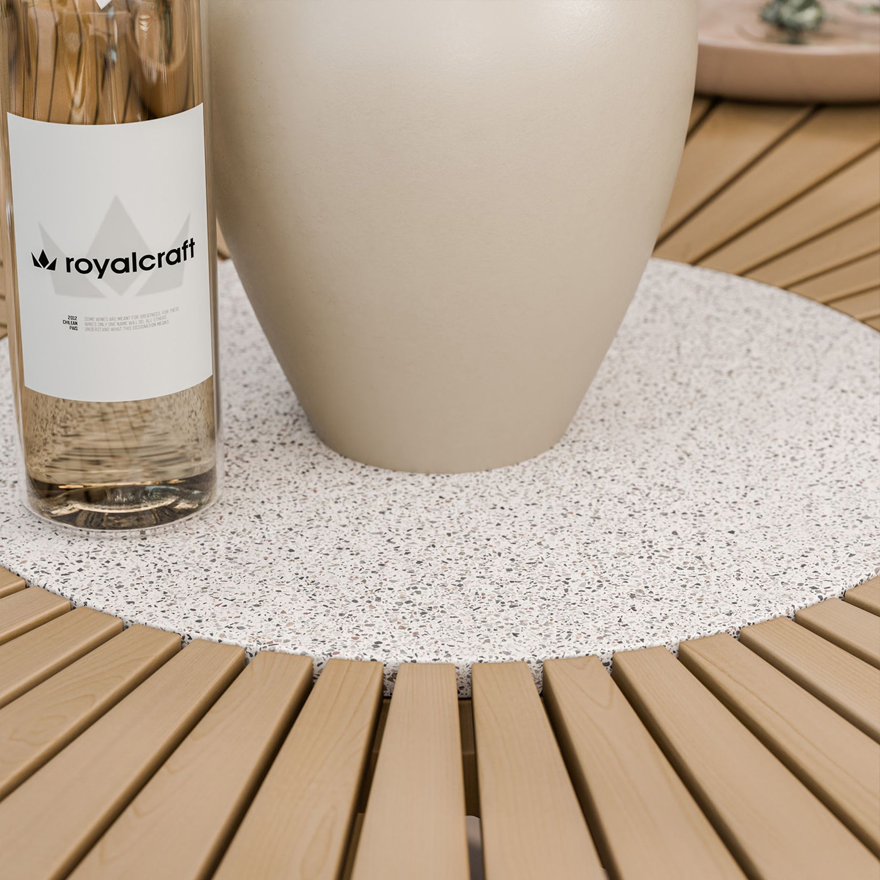 ROMA 150cm Round Sunray Table with Terrazzo insert and 6 Roma Dining Chairs 5 ROMROMDINTZ jpg