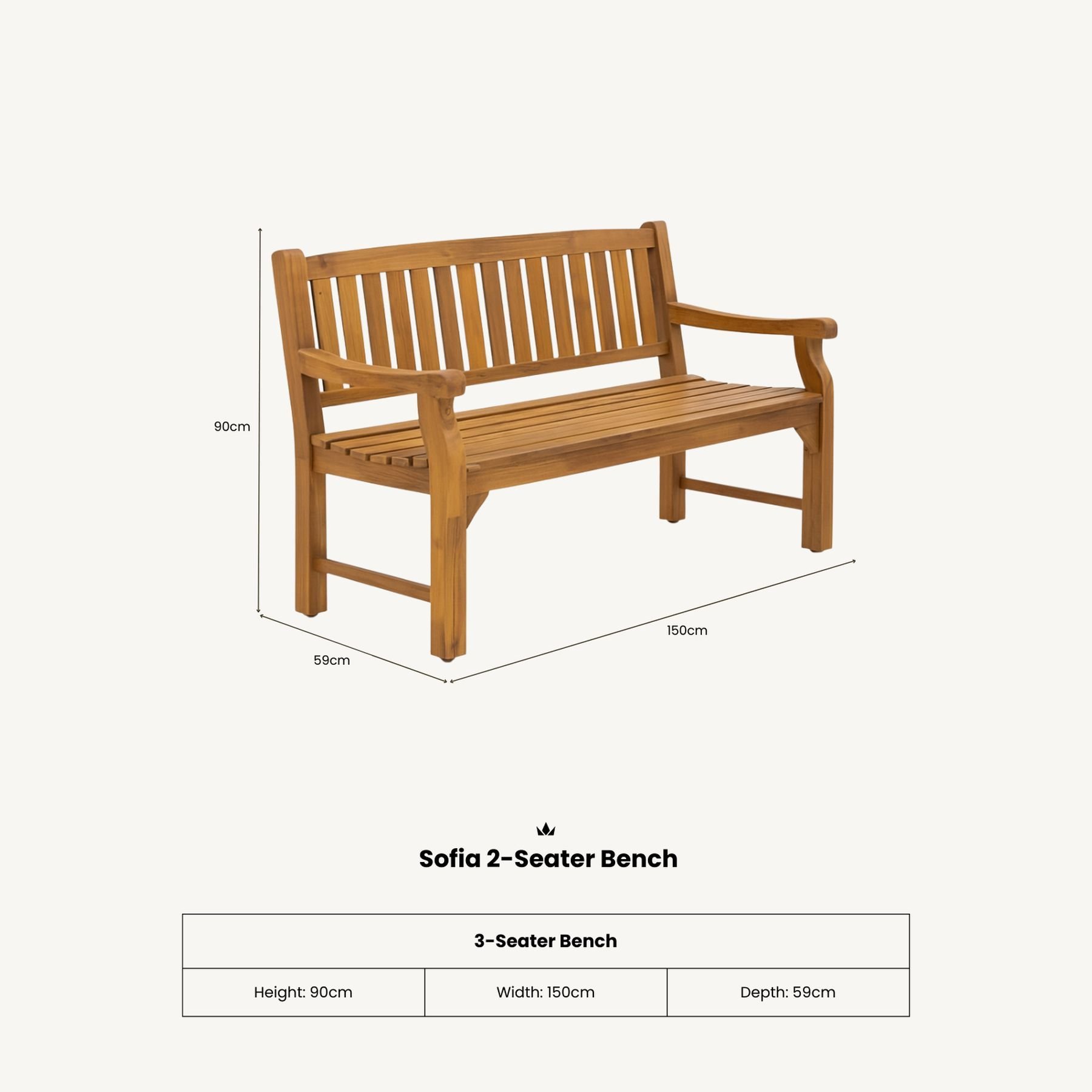 SOFIA 2-Seater Bench (1500mm) 8 SOFB jpg