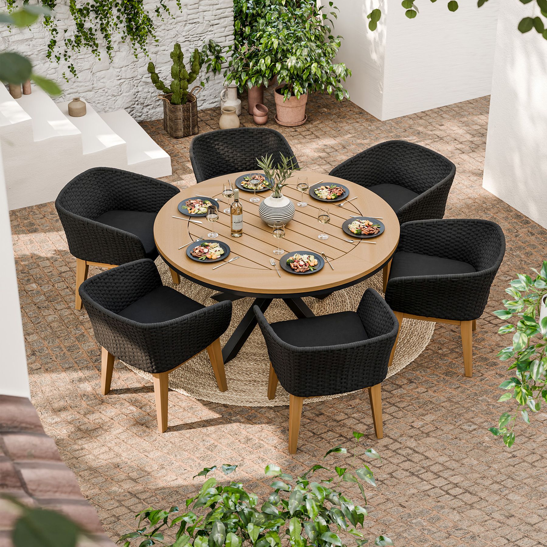 TUSCANY 150cm Round Table with 6 Eden Night Dining Chairs 3 TUSEDEDIN jpg