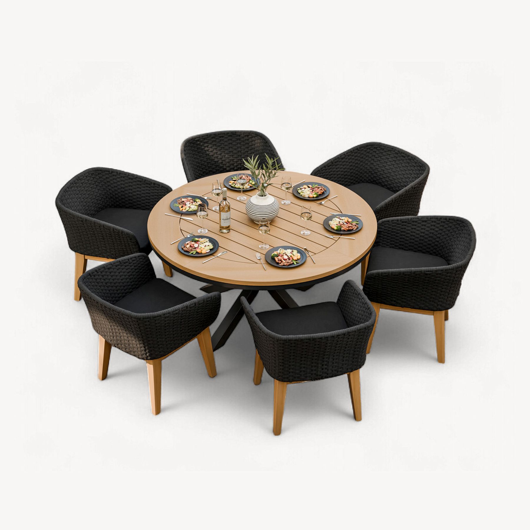 TUSCANY 150cm Round Table with 6 Eden Night Dining Chairs 7 TUSEDEDIN jpg